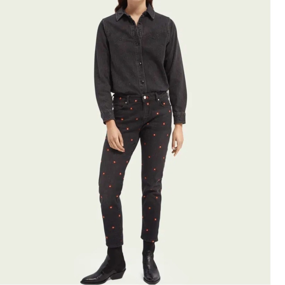 Scotch & Soda Women’s Sun Burst Petit Ami Low-Rise Slim-Leg Boyfriend Jeans NWT